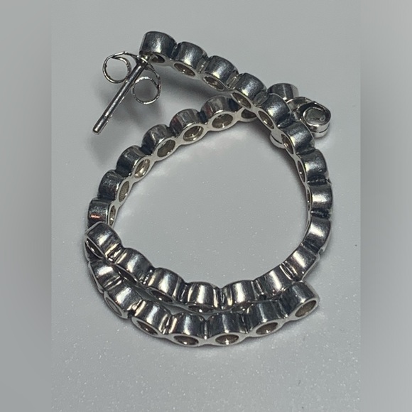 Silpada Vintage Rare HTF Sterling Silver CZ Channel Set Hoop Post Earrings - Picture 10 of 16